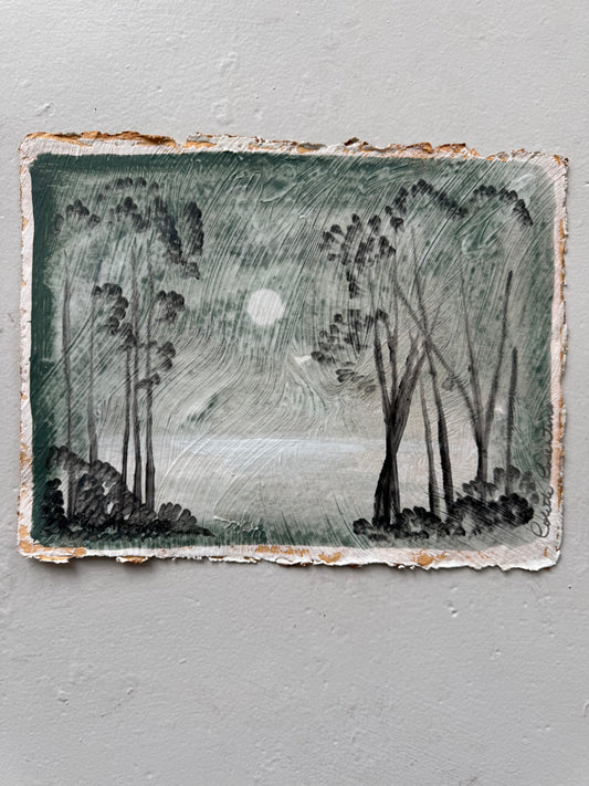 "Time" nocturne landscape on paper 9 x 12