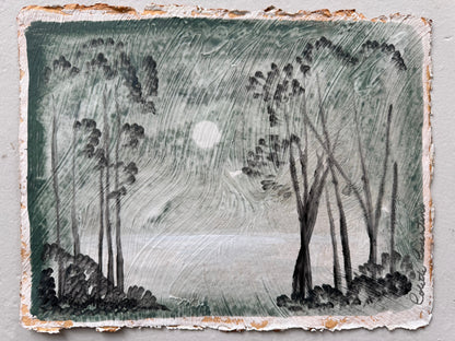 "Time" nocturne landscape on paper 9 x 12