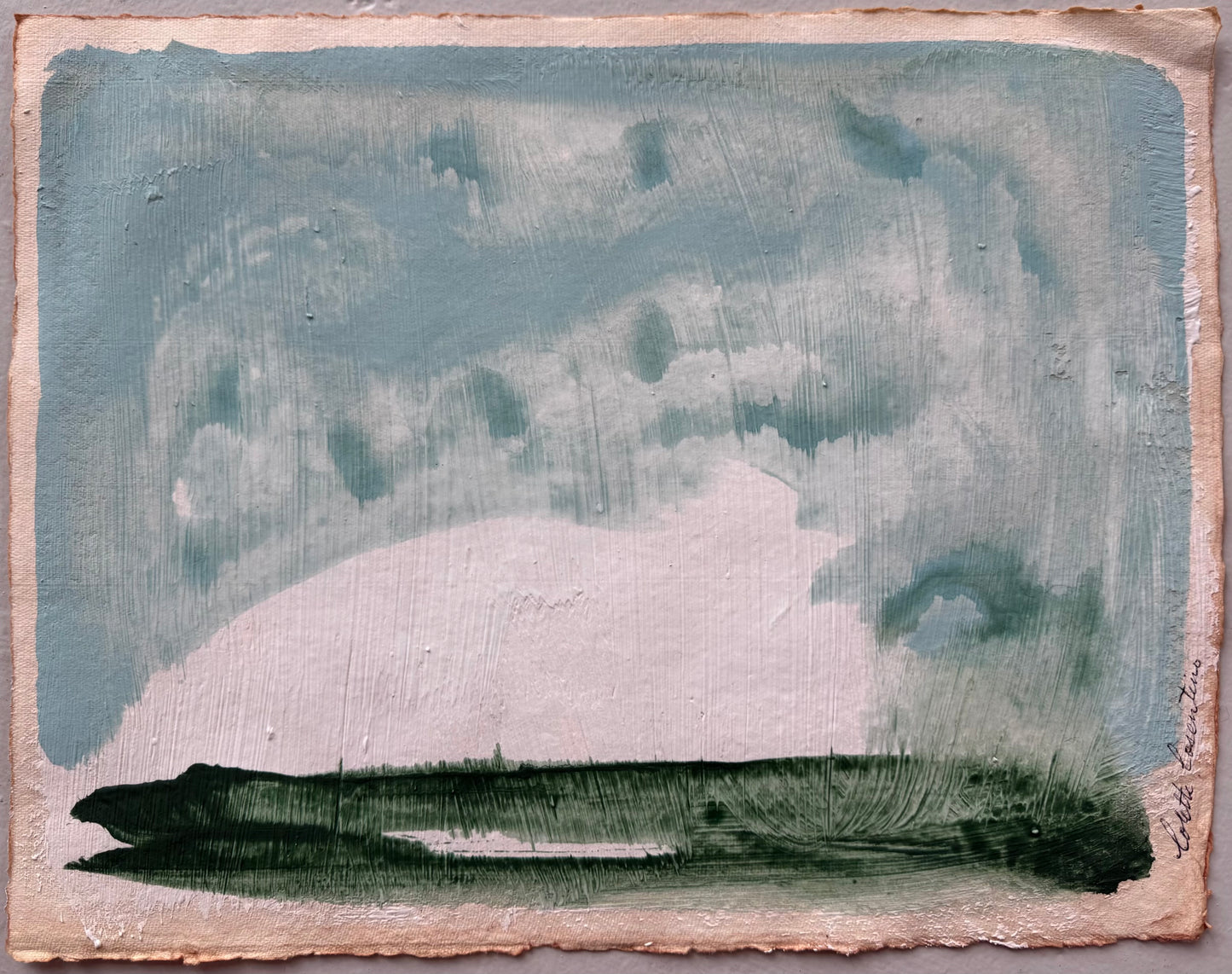 "Green Pastures VI" minimalist landscape