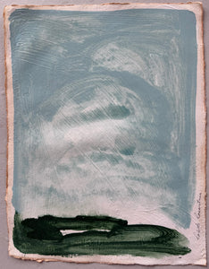 "Green Pastures V" Abstract Colorfield Landscape in Green and Blue