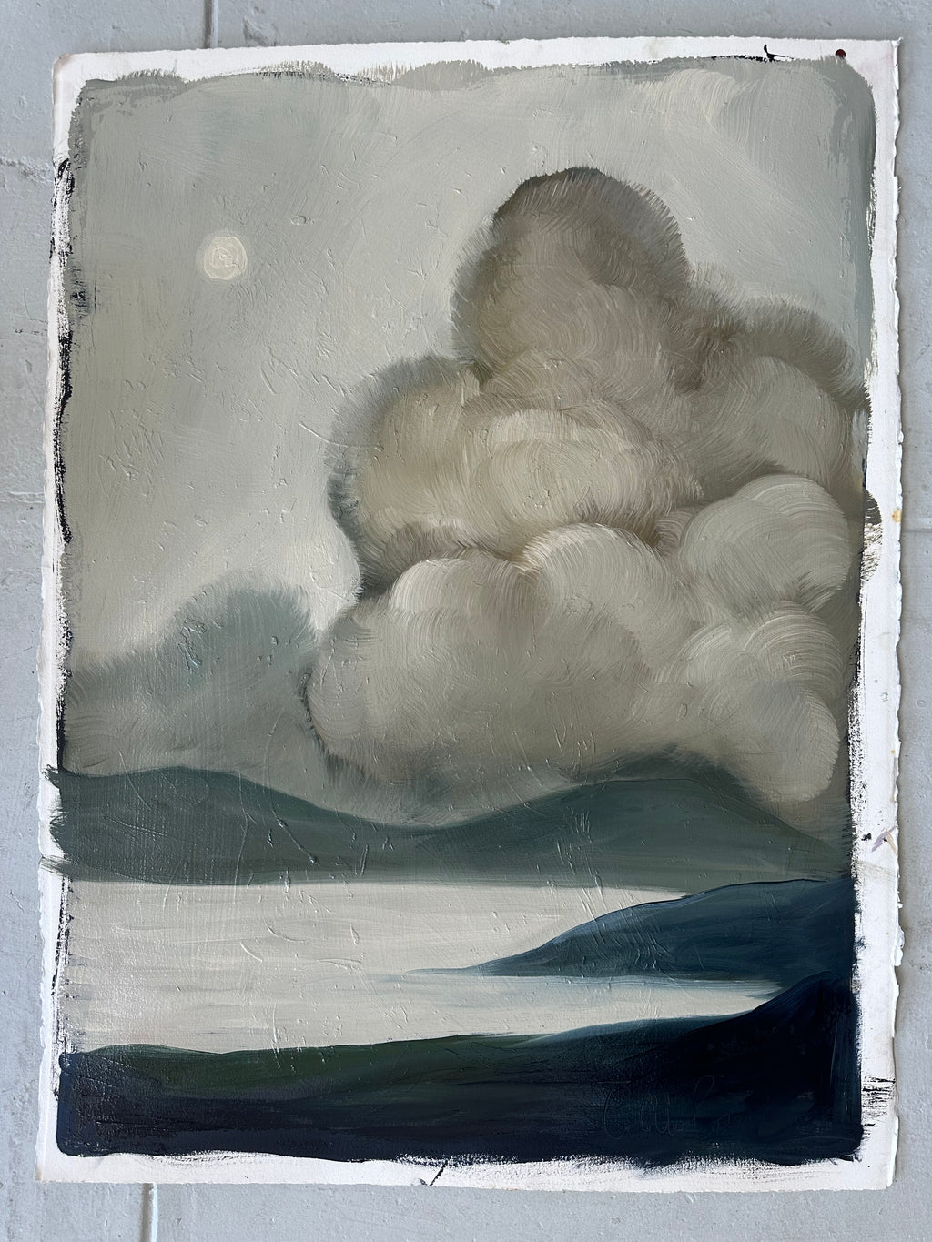 "Lake View" 30" x 22" oil painting on paper