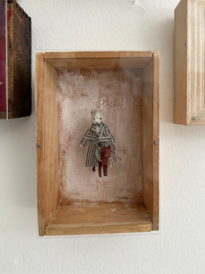 Night Ride Mixed Media Assemblage 4” x 6” x 2”  Virginia Mc Cracken
