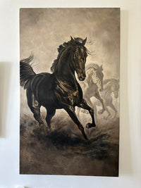 "Running Horses" oil on canvas by artist Neal Parrow
