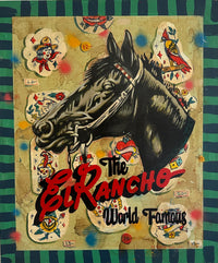 "El Rancho" 22" x 20" mixed media con wood panel by Michael Matheson