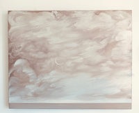 "Crescent in Pink" 48" x 60"  seascape with crescent moon in acrylic on canvas