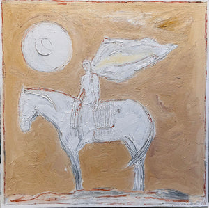 "Horse and Angel" 36" x 36" acrylic and oil stick on canvas by Karen Bezuidenhout