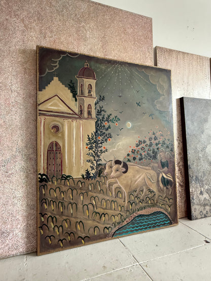 Plow and Angel 72" x 60" acrylic on canvas
