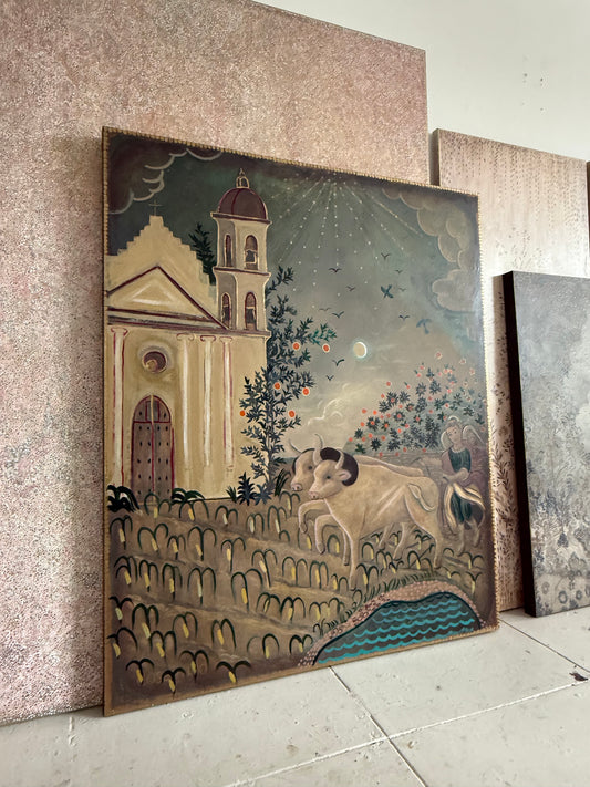 Plow and Angel 72" x 60" acrylic on canvas