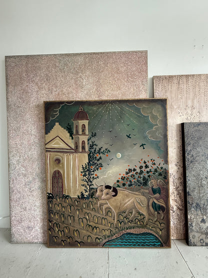 Plow and Angel 72" x 60" acrylic on canvas