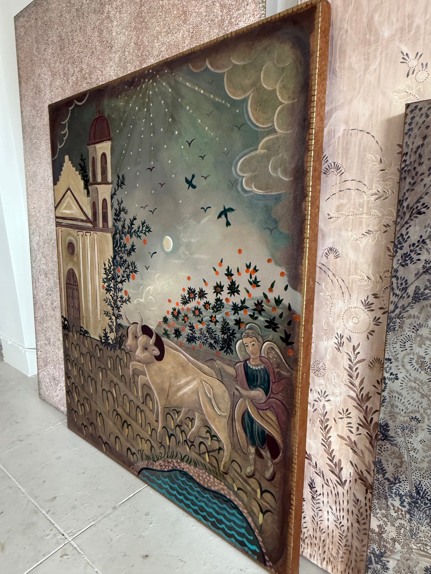 Plow and Angel 72" x 60" acrylic on canvas