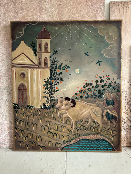 Plow and Angel 72" x 60" acrylic on canvas