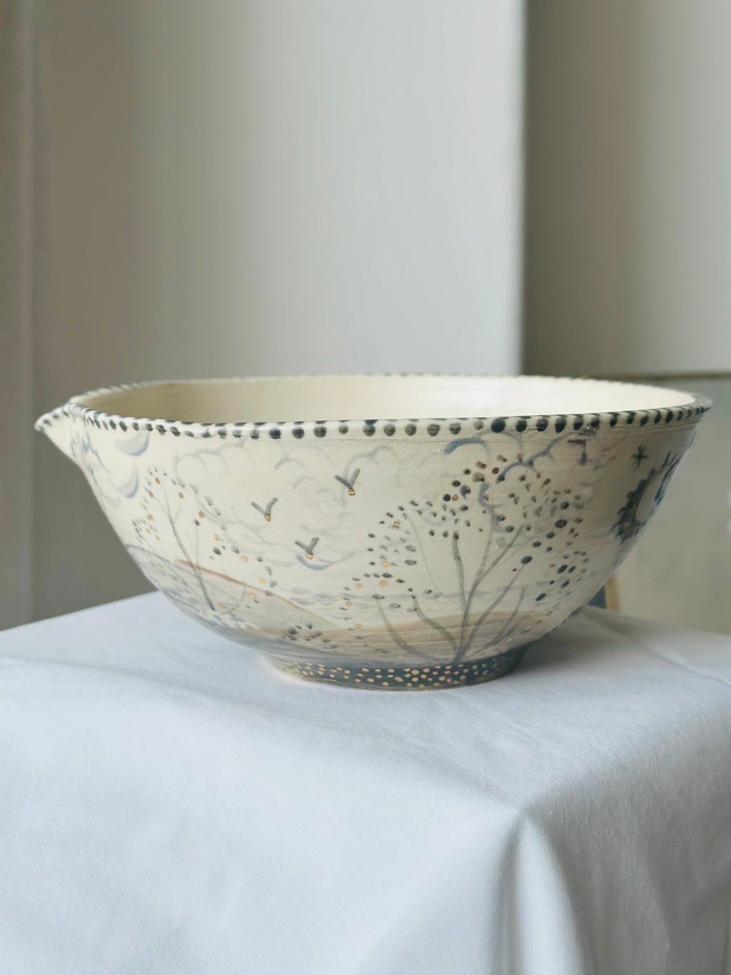 "Otherland" hand thrown, hand painted ceramic pouring bowl by Colette & Vera
