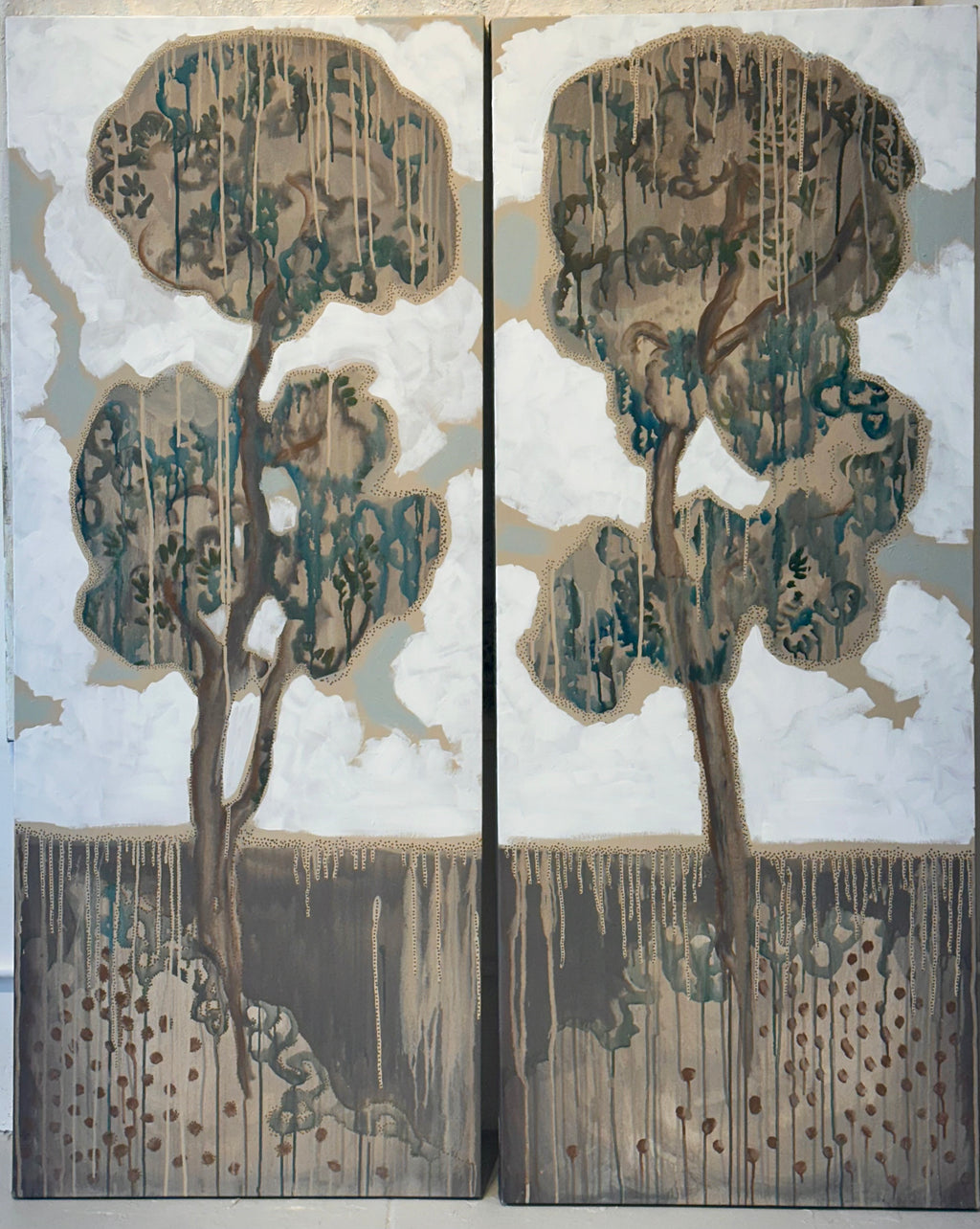 "The Uncommon Ones" 60" x 24" panels of trees