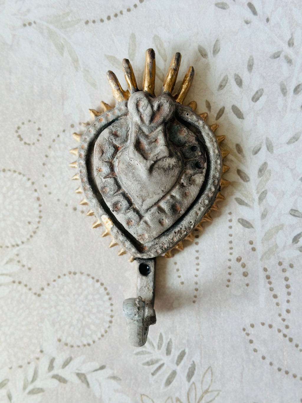 Heavy Metal Sacred Heart Hook with patina