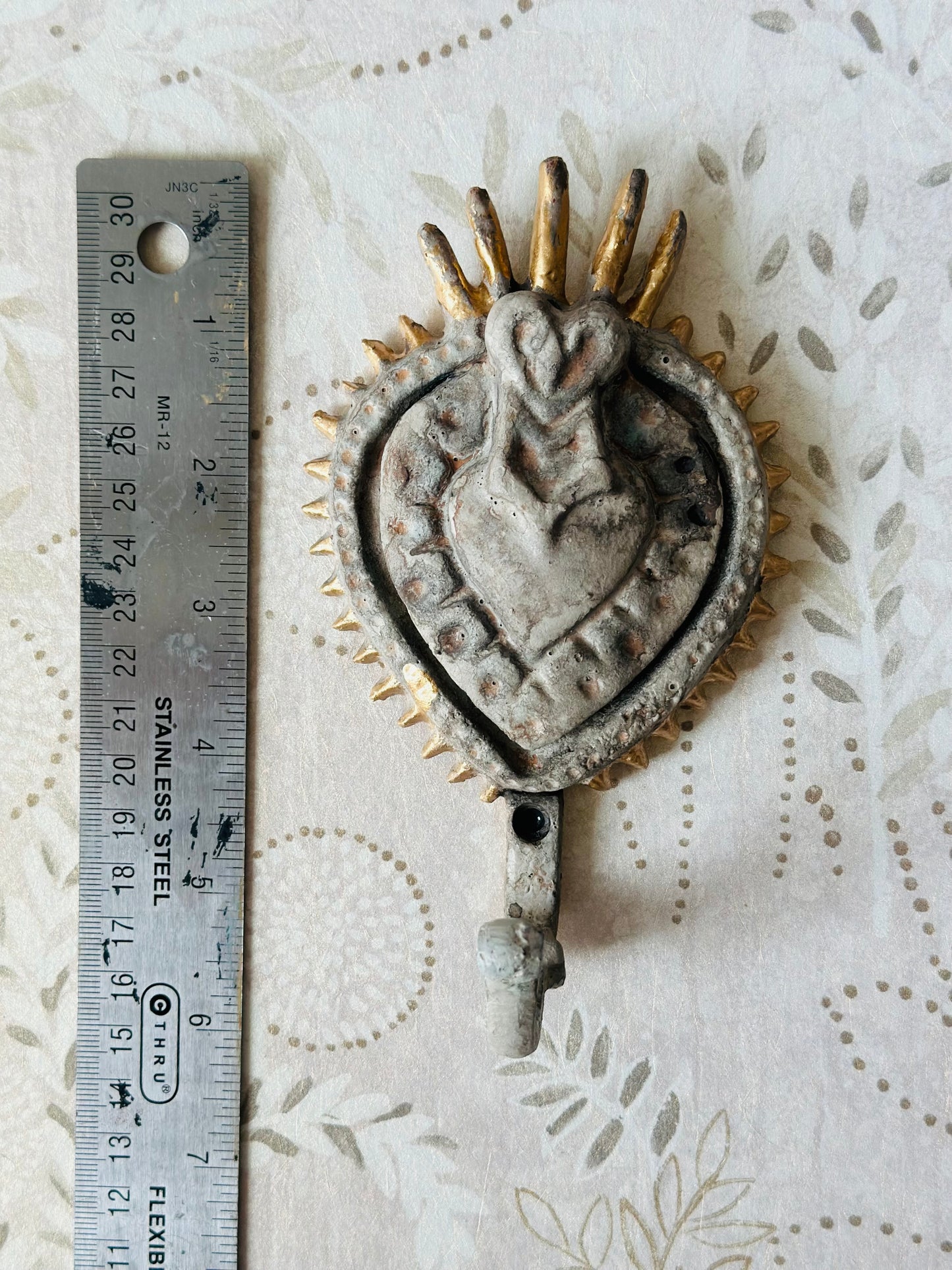 Heavy Metal Sacred Heart Hook with patina