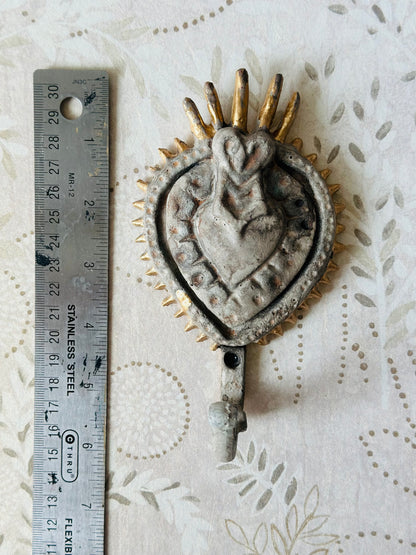 Heavy Metal Sacred Heart Hook with patina
