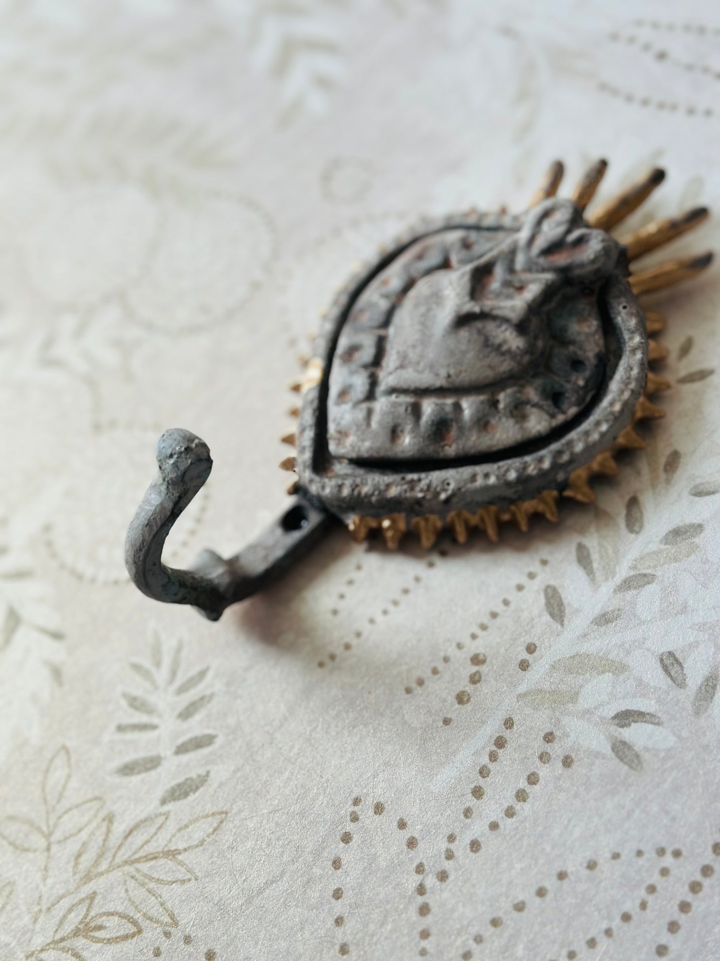 Heavy Metal Sacred Heart Hook with patina