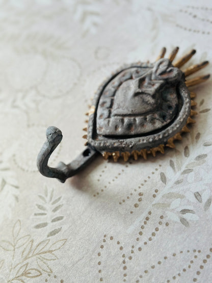 Heavy Metal Sacred Heart Hook with patina