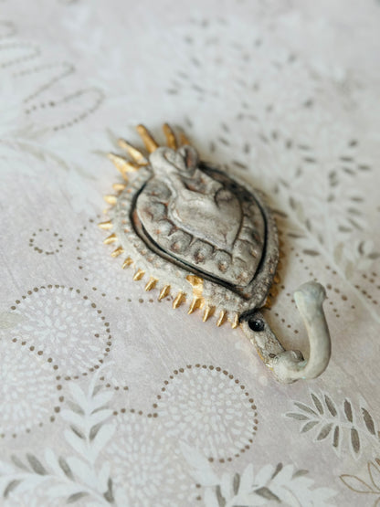 Heavy Metal Sacred Heart Hook with patina