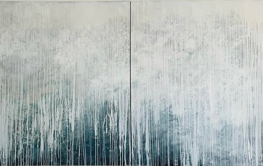 For Lynn C: "Mermaid Lace"  Diptych in acrylic and oil on 2 canvases