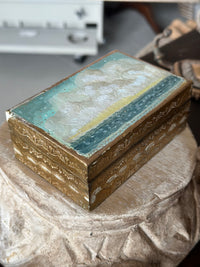 "Box of Dreams Too" seascape oil painting on vintage Italian box