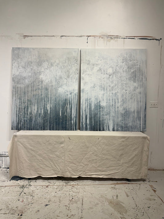 For Lynn C: "Mermaid Lace"  Diptych in acrylic and oil on 2 canvases