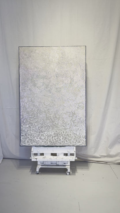 "Pearl" a pink and beige abstract painting in oil on deep edge canvas