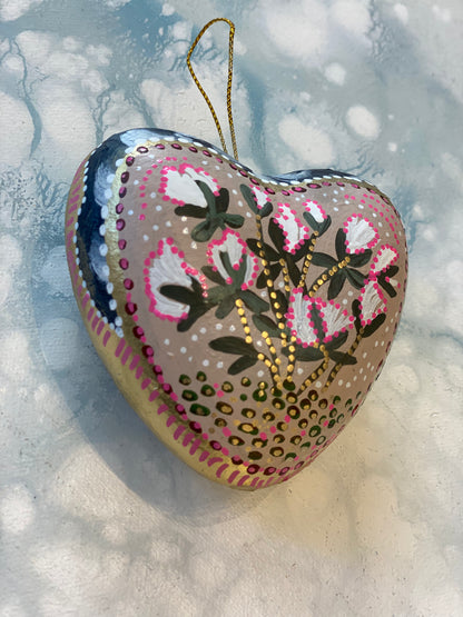 Pink and White Poppy Hand Painted Ornament
