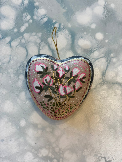 Pink and White Poppy Hand Painted Ornament