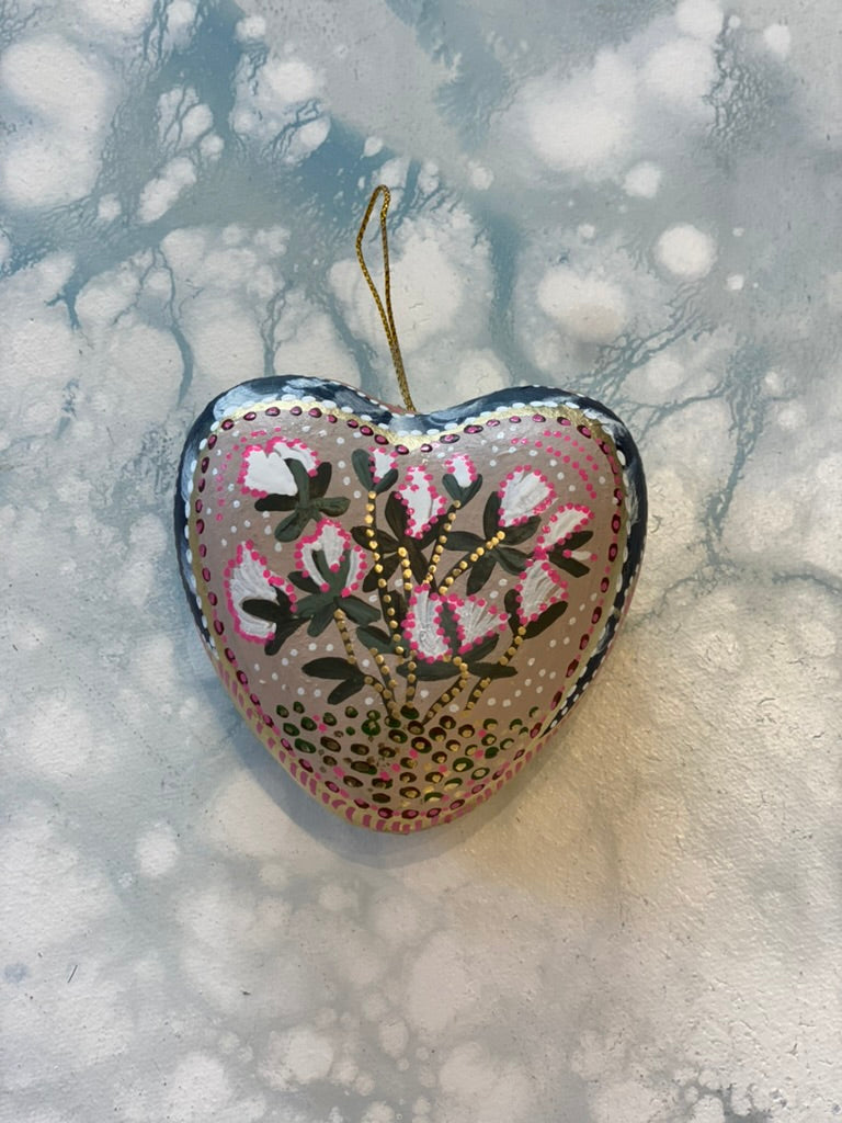 Pink and White Poppy Hand Painted Ornament