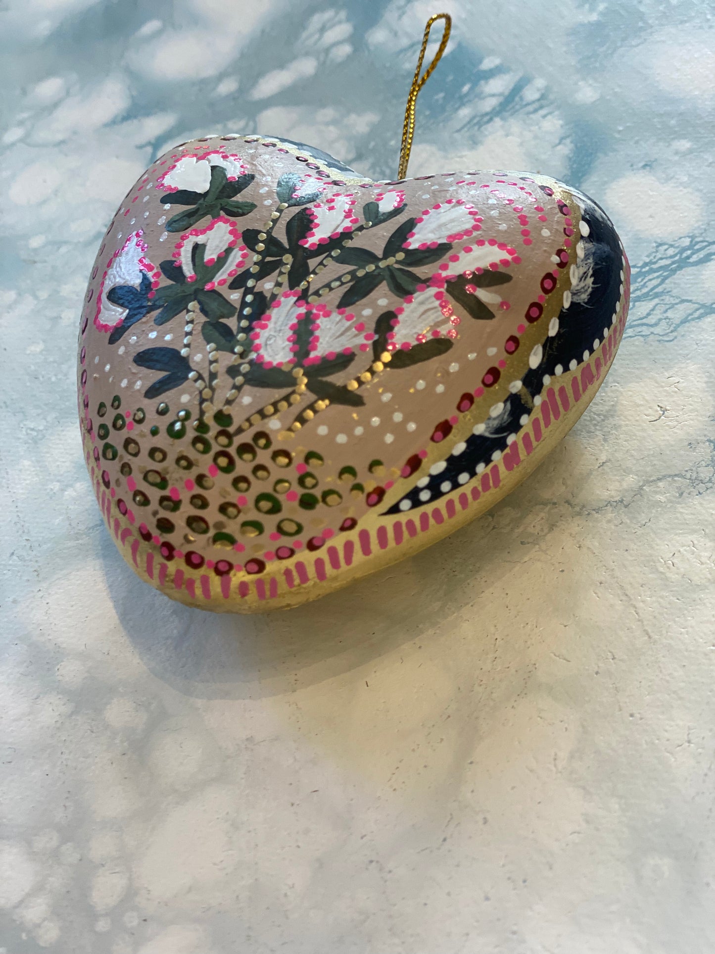 Pink and White Poppy Hand Painted Ornament