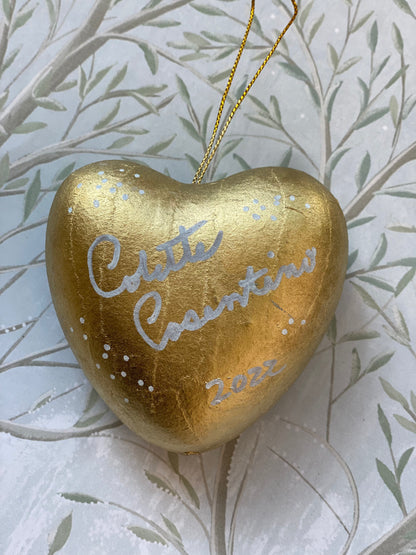 Tree of Life Hand Painted Holiday Ornament, Heart Shaped