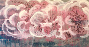 "Birds in Pink"  64" x 120" acrylic and oil on canvas