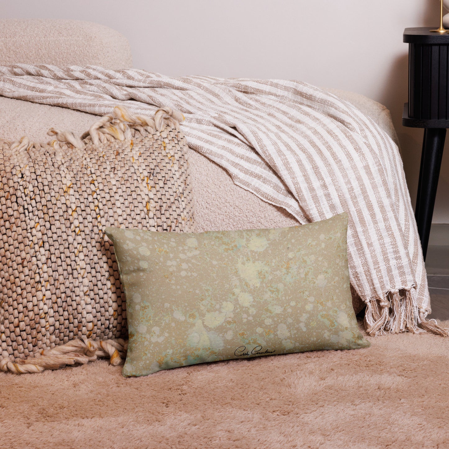 Pink and Gilded Spatter Pattern Decorative Accent Pillow