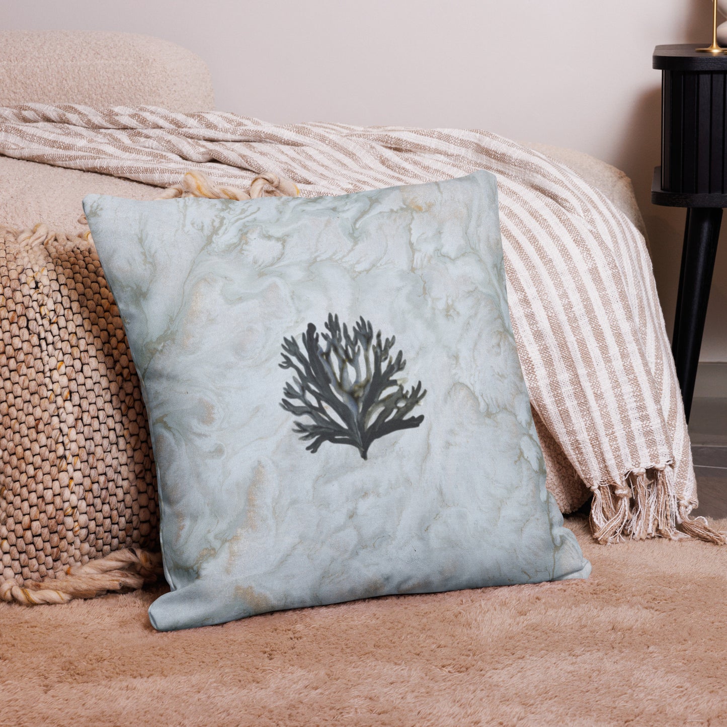 Inky Coral Sea Themed Premium Pillow