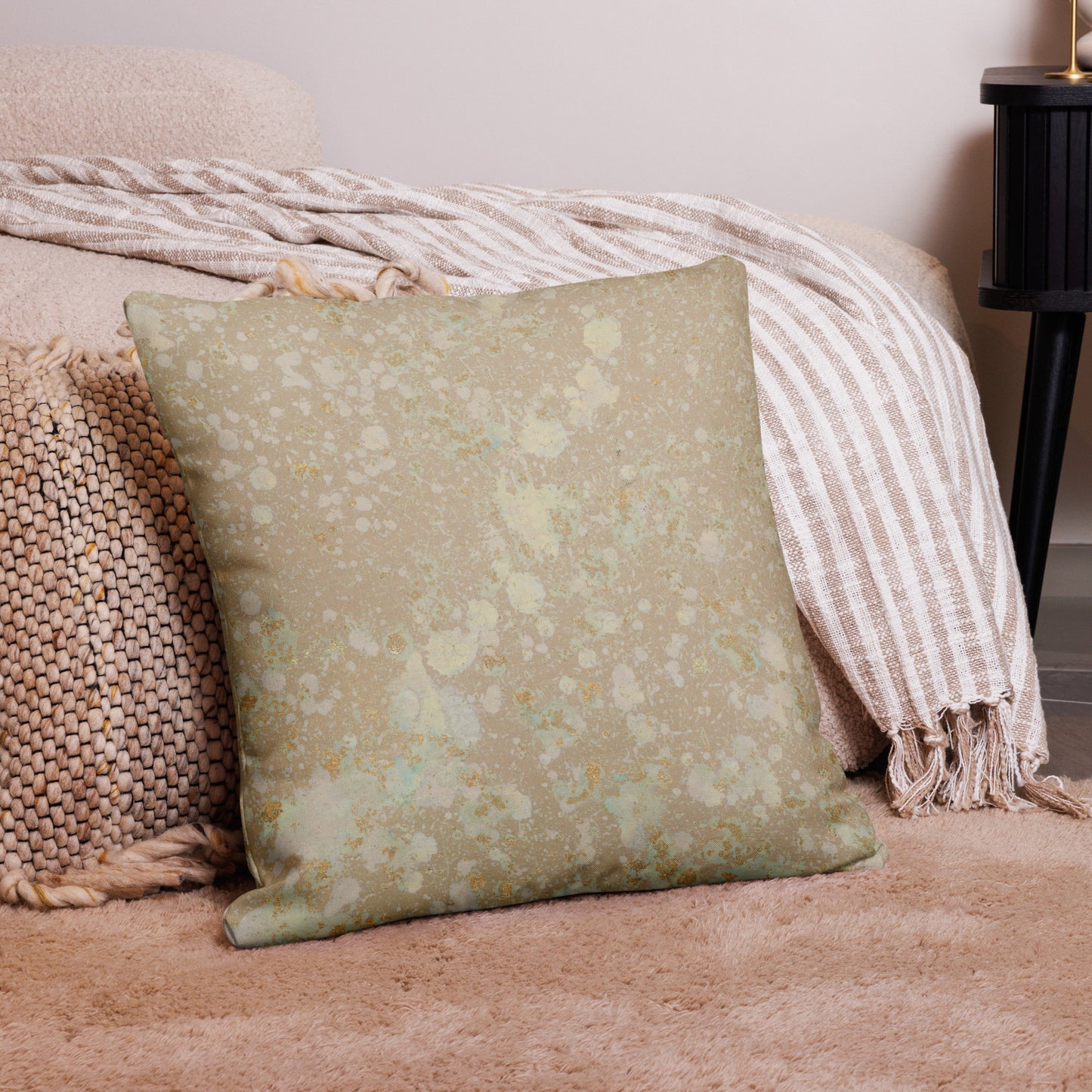 Pink and Gilded Spatter Pattern Decorative Accent Pillow