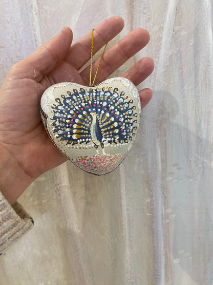One of a kind  hand painted Peacock Ornament