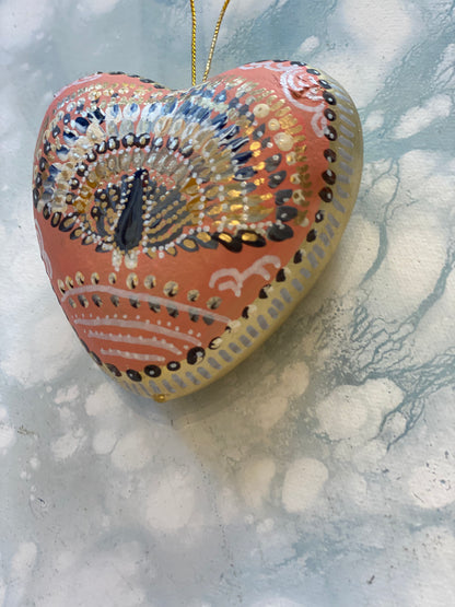 One of a kind  hand painted Peacock Ornament